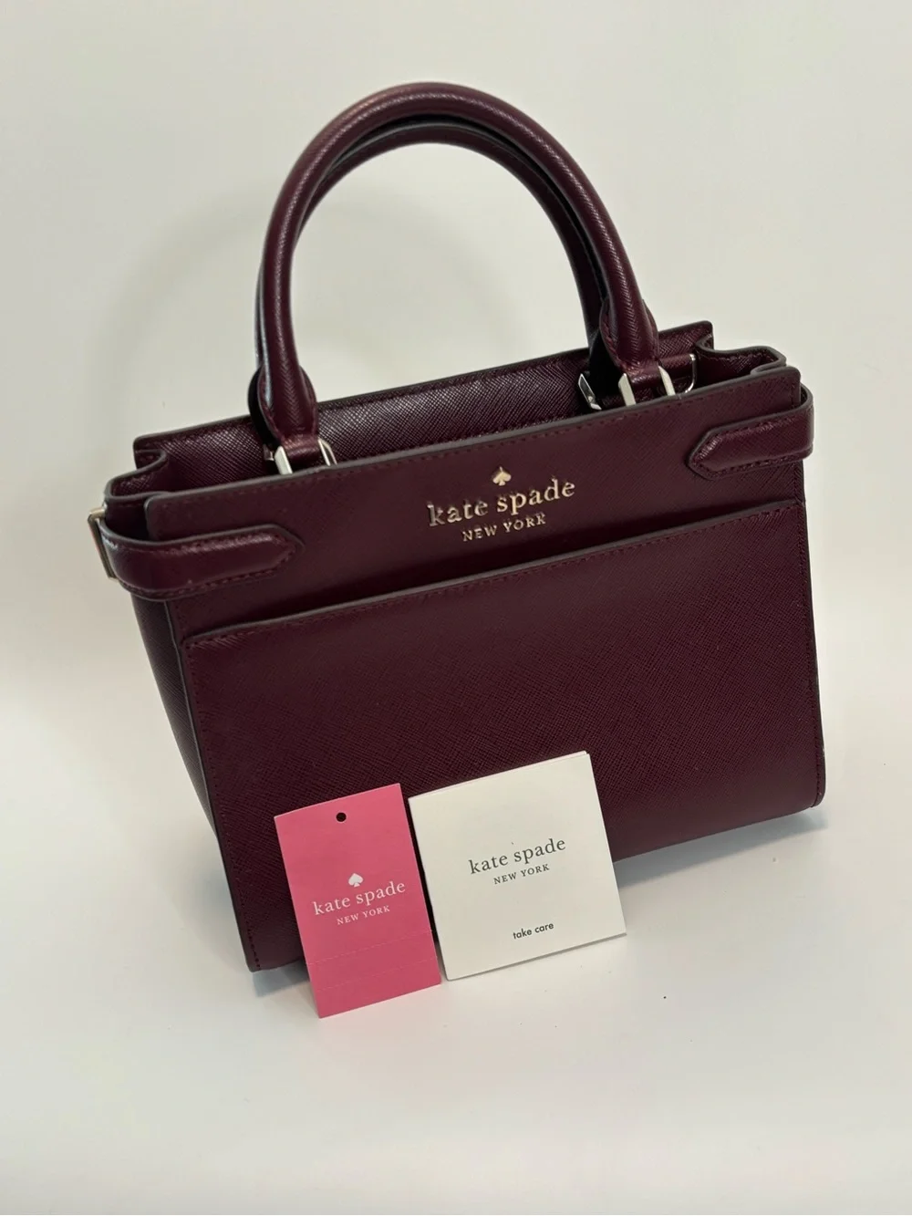 KATE SPADE ($359) Staci Small Satchel Bag in Cherrywood Saffiano Leather